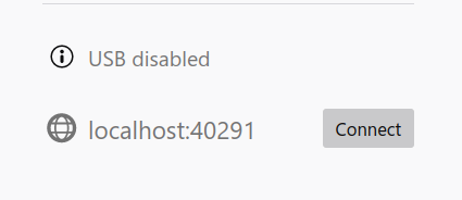 A screenshot of localhost:40291 in the sidebar on about:debugging